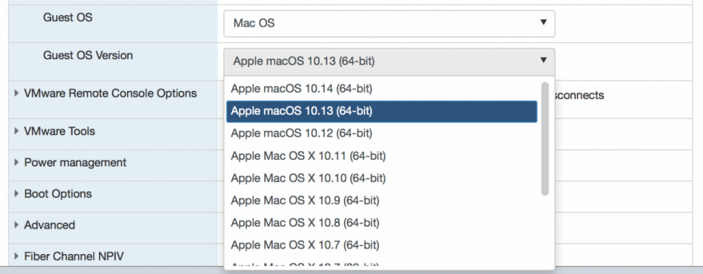 os x vm ware